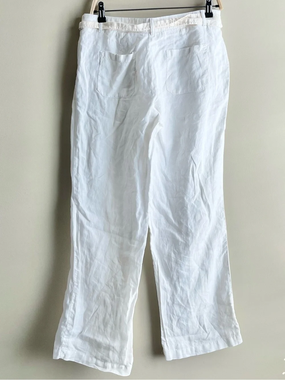 Banana Republic White Wide-Leg Linen Pants